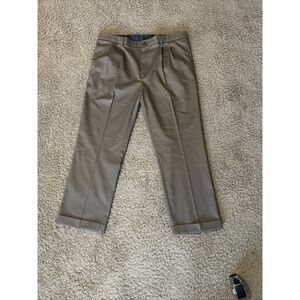 Roundtree & Yorke Total Flex Stretch Pants Size 40X30 Brown Business Casual Work